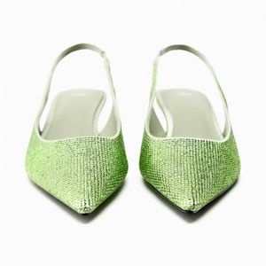 RHINESTONE KITTEN HEEL SLINGBACK SHOES